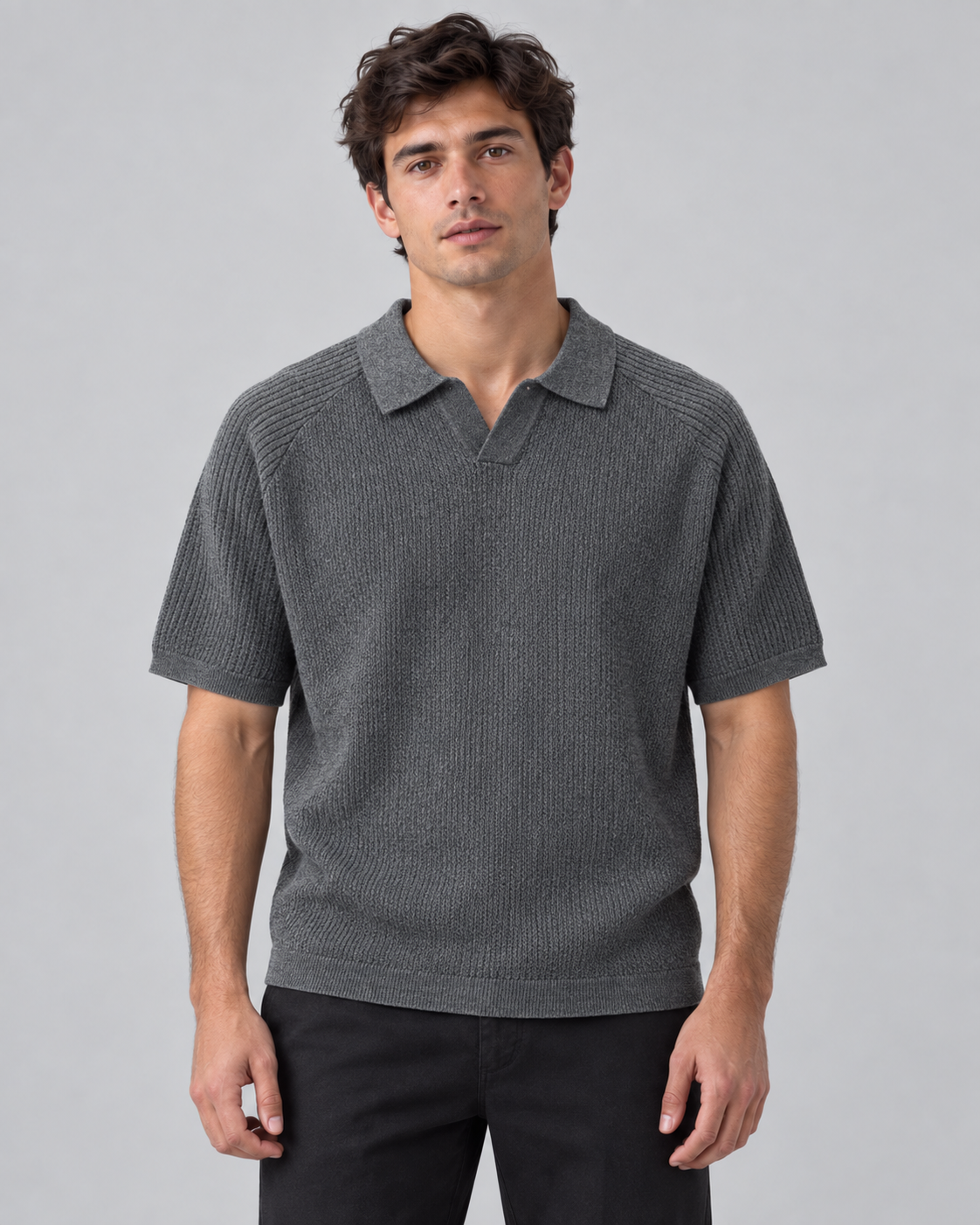 Knit polo shirt