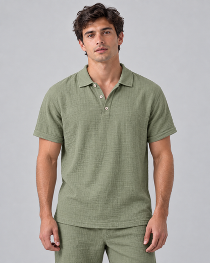 Linen polo shirt