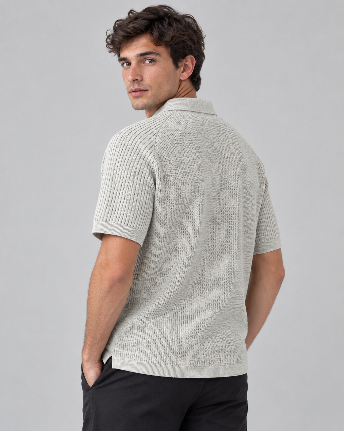 Knit polo shirt