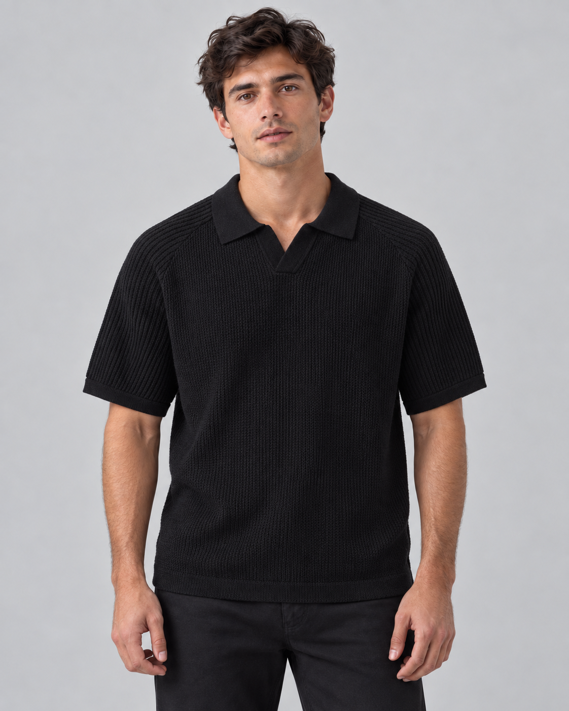 Knit polo shirt