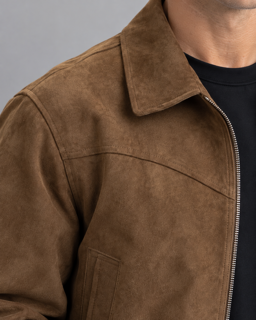 Faux suede bomber