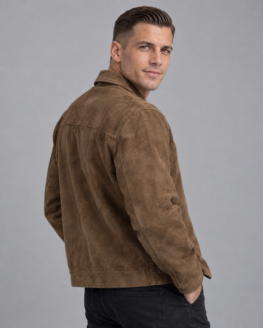Faux suede bomber